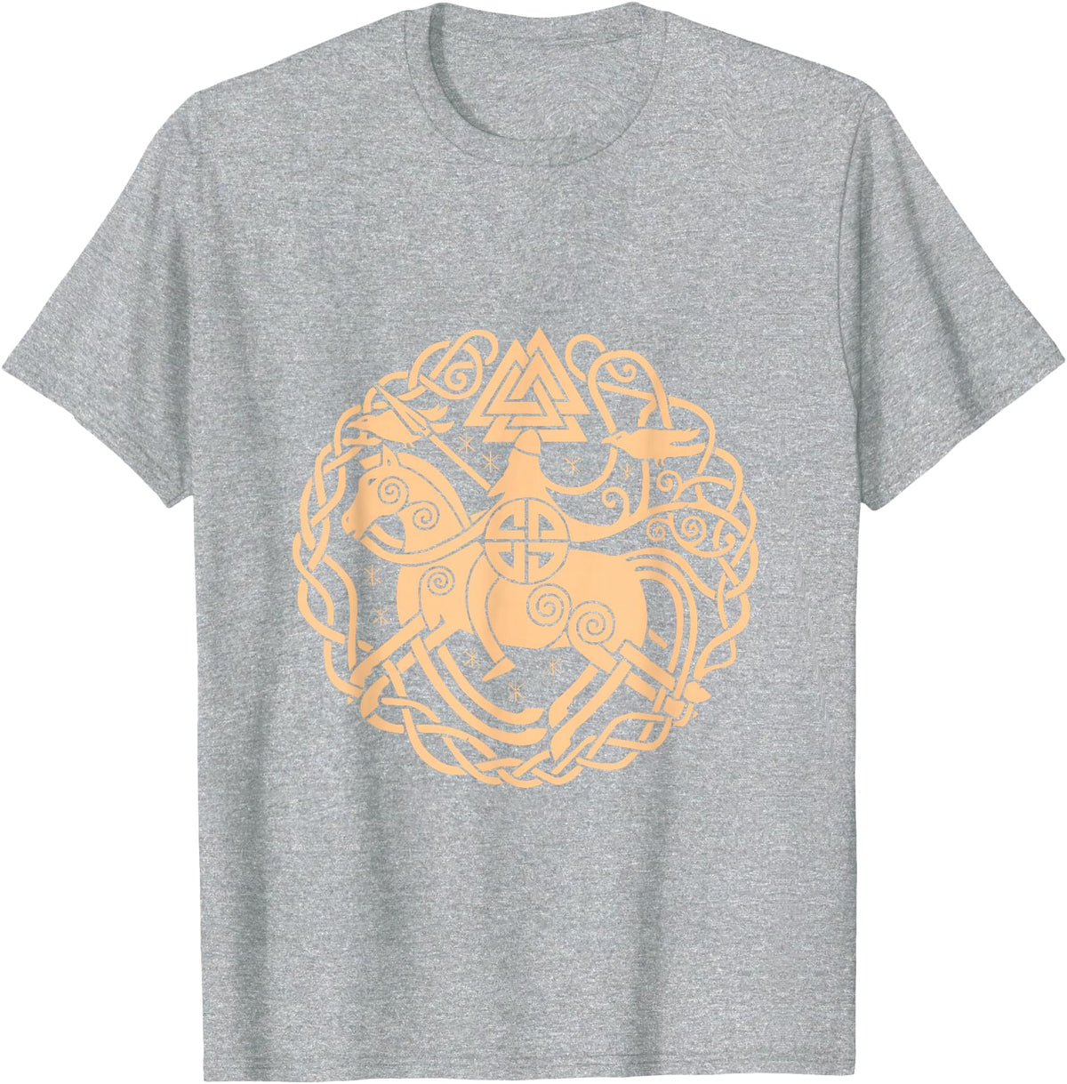 Thor Scandinavia Axe Celtic Raven Runes Norway Viking Symbols Horse Valhalla Scandinavia Raven Gift T-Shirt - Heather Grey