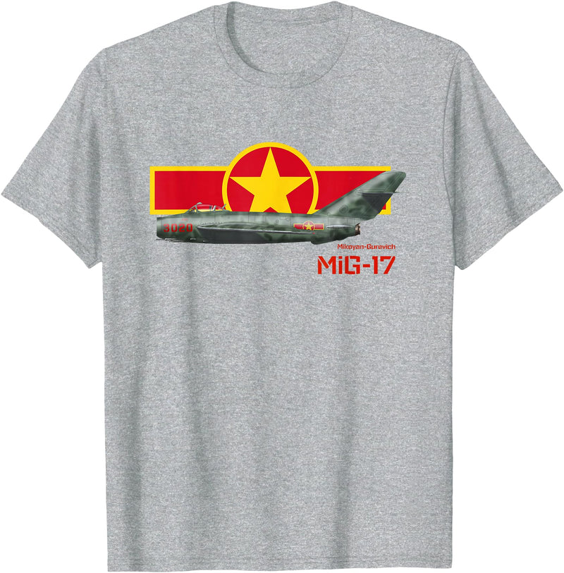 Bear Cave Designs MiG-17 (North Vietnam) T-Shirt - Heather Grey