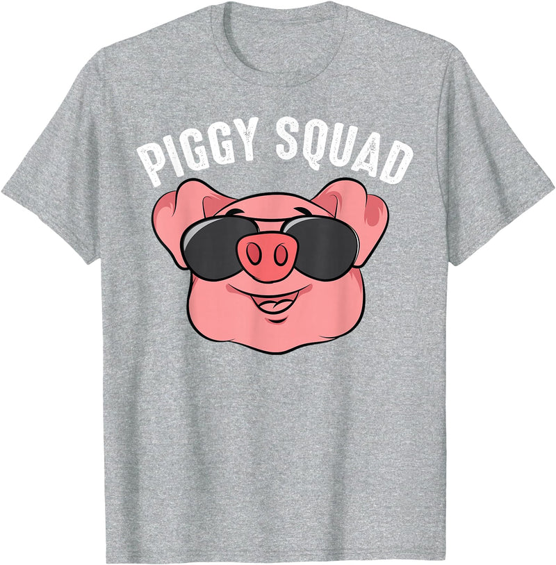 Cool Lucky Swine Fans Party Girl Boy Pork Team Art Piggy Squad | Cute Pig Farmer Animal Lovers Funny Farm Gift T-Shirt - Heather Grey