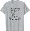 I Require Snacks Bunny Riding Gator Funny Rabbit Humor Meme T-Shirt in Heather Grey