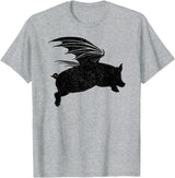 Flying Pig Shirt Pigs Will Fly Gift Idea Flying Pig T-Shirt Pigs Will Fly Gift T-Shirt - Heather Grey
