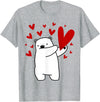 Polar Bear Dabbing Dabbing Polar Bear Heart T-Shirt - Heather Grey