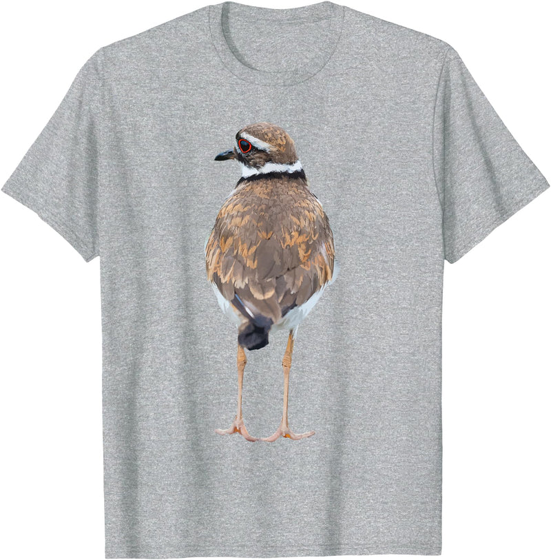 BJD Birds Killdeer Cute Graphic Print T-Shirt Bird Gift Bird Lover T-Shirt - Heather Grey