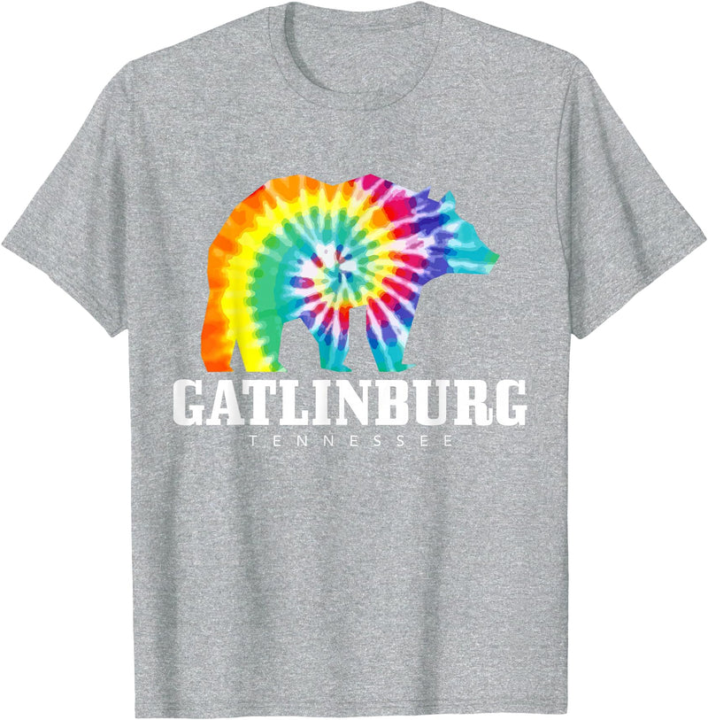 Gatlinburg Tennessee - Bear Tie Dye Gatlinburg Tennessee Bear Tie Dye Vintage Retro T-Shirt - Heather Grey