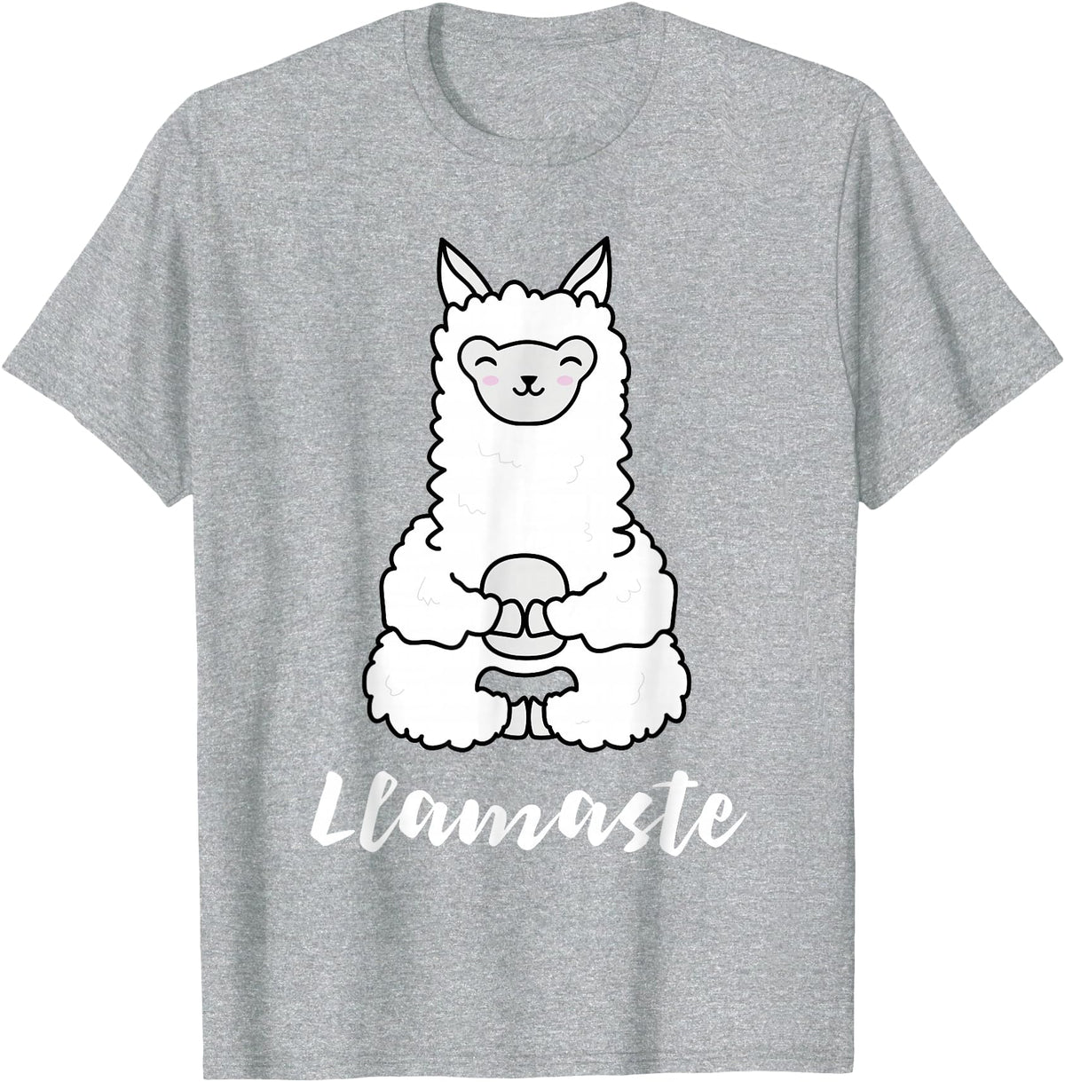 Cute Yoga Shirts - Llamaste Llamaste - Cute Yoga Lovers Gift, Adorable Llama Fitness T-Shirt - Heather Grey