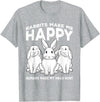 Rabbits Make Me Happy Humans Make My Head Hurt Gift T-Shirt in Heather Grey