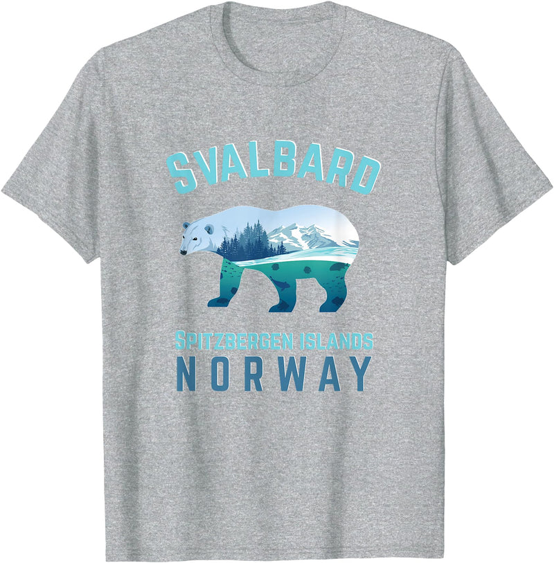 Longyearbyen am Nordkap und Spitzbergen Inseln Svalbard Spitzbergen Islands Norway Fjords with Polar Bear T-Shirt - Heather Grey