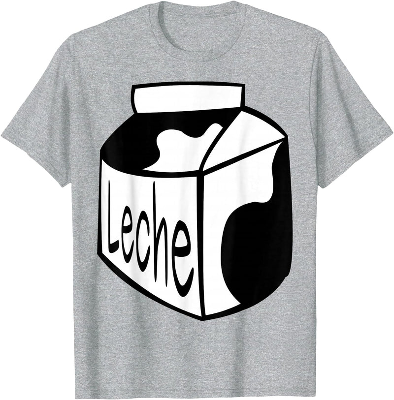 Clever Witty Milk Designs Leche Spanish Milk Carton Dairy Lover T-Shirt - Heather Grey