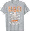 Bad to The Bone Skeleton Funny Skateboard Toddler Halloween T-Shirt - Heather Grey