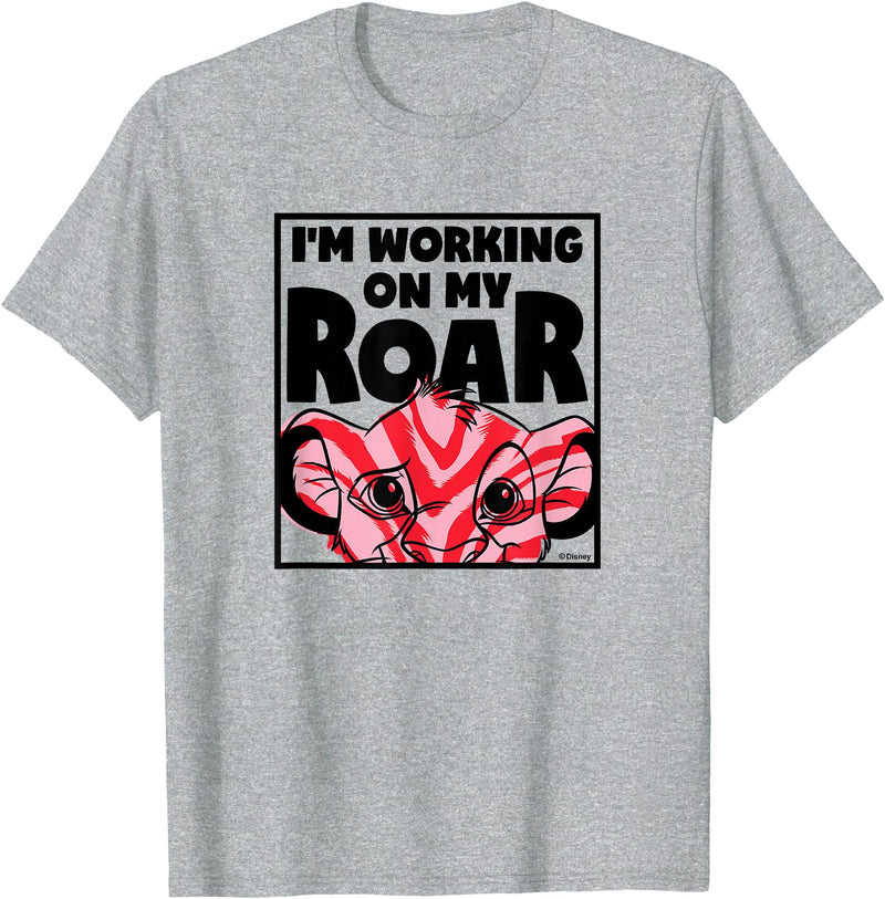 Disney Lion King - I'm Working On My Roar T-Shirt - Heather Grey