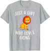 Gifts For Lion Lovers Girls Just A Girl Who Loves Lions Cute Lion Lover T-Shirt - Heather Grey
