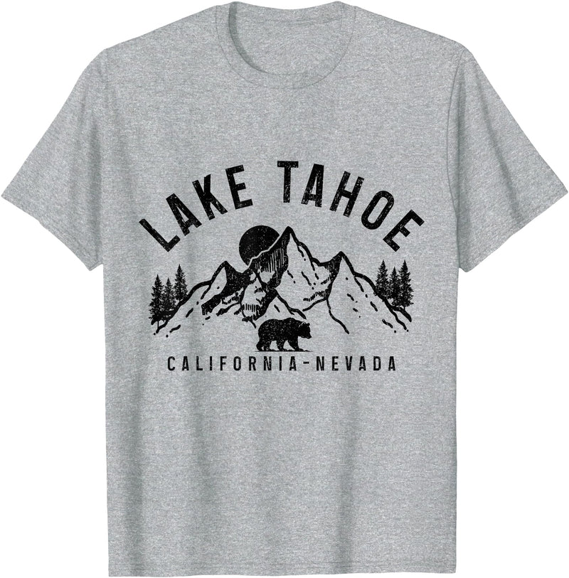 We Love Lake Tahoe - California Nevada Lake Tahoe California Nevada Mountains Bear Nature Vintage T-Shirt - Heather Grey