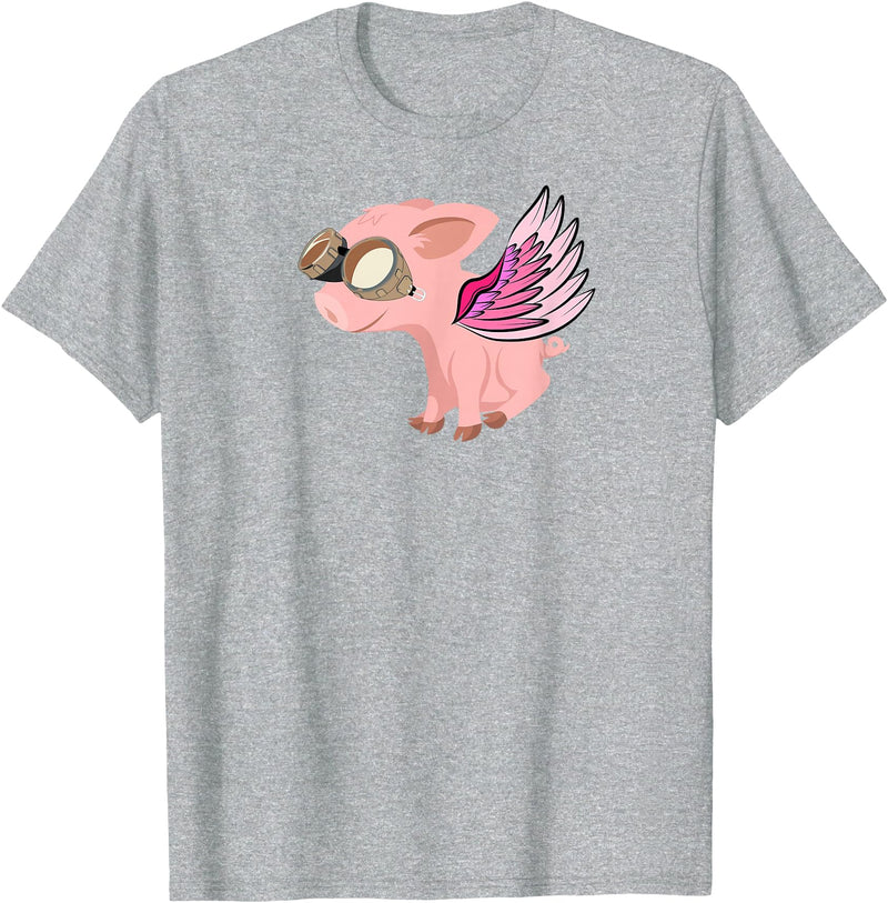 RWS235 When Pigs Fly, Flying Pig T-shirt T-Shirt - Heather Grey