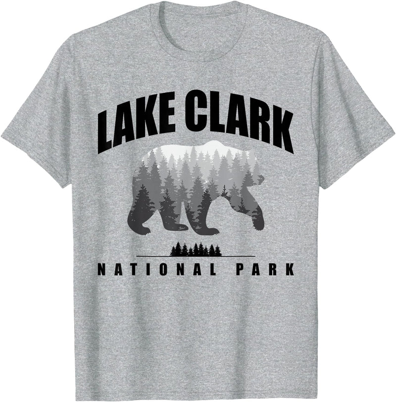 Lake Clark National Park Souvenir Tee Lake Clark National Park Bear US Parks Souvenir T-Shirt - Heather Grey