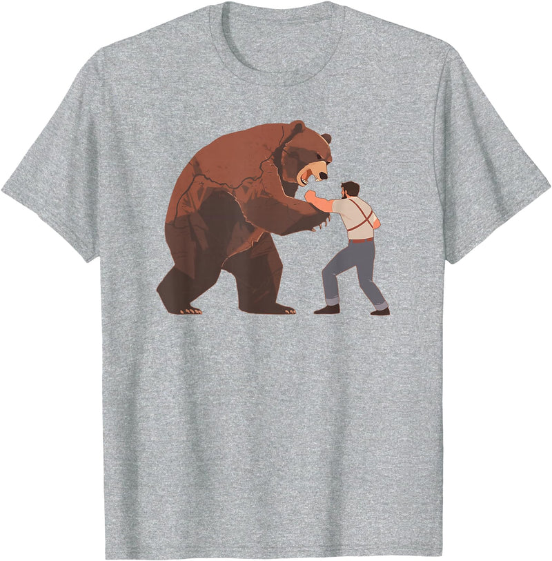 Outdoor lover funny outfits Bear Challenge - Funny Man Against Wild Bear Fighting T-Shirt - Heather Grey
