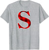 Buffalo Plaid Forever Buffalo Plaid Monogram Letter S Matching Holiday T-Shirt - Heather Grey