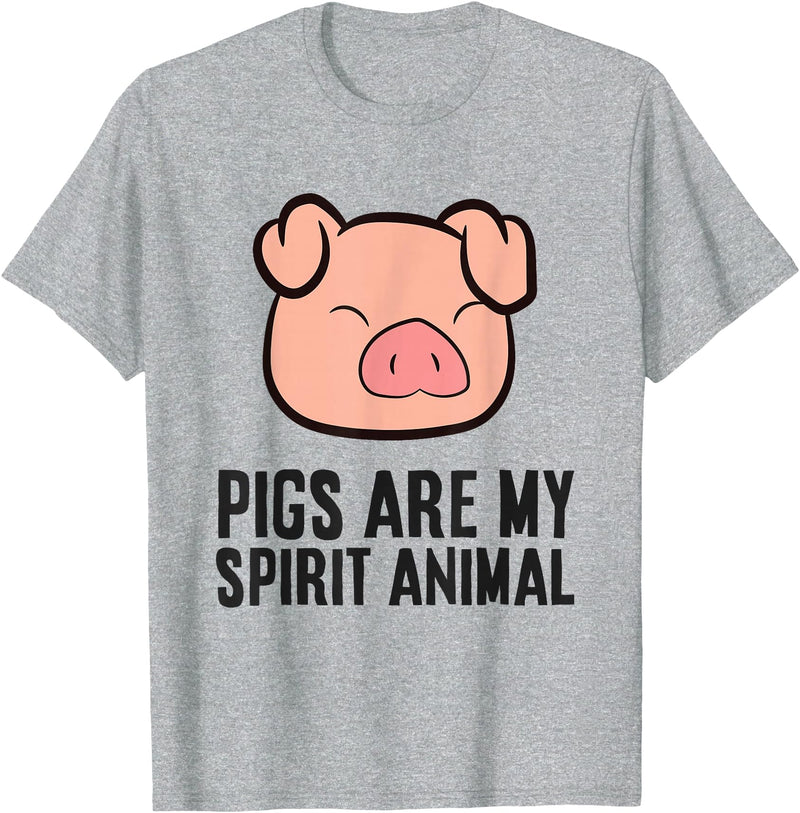 Pig Lover and Pig Farmer Gifts And Tees Pig Lover My Spirit Animal Is A Pig T-Shirt - Heather Grey
