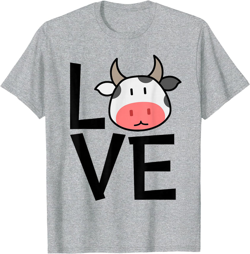 Kids Cow Design for Cow Lovers LOVE Cows Stuff | Cow Lover Stuff | Kids Cow T-Shirt - Heather Grey