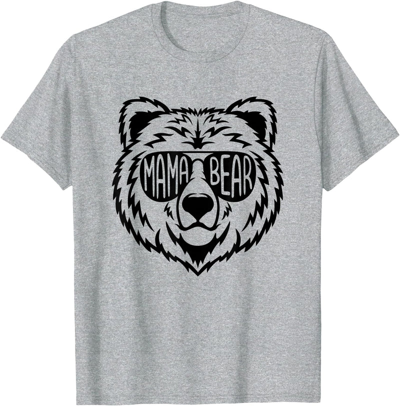 Funny Mothers Mama Bear Face Mama Bear Face Sunglasses Mother Mom Mommy T-Shirt - Heather Grey