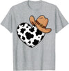 Magical and Funny Western Gifts Western Cow Print Heart Cowboy Cowgirl T-Shirt - Heather Grey