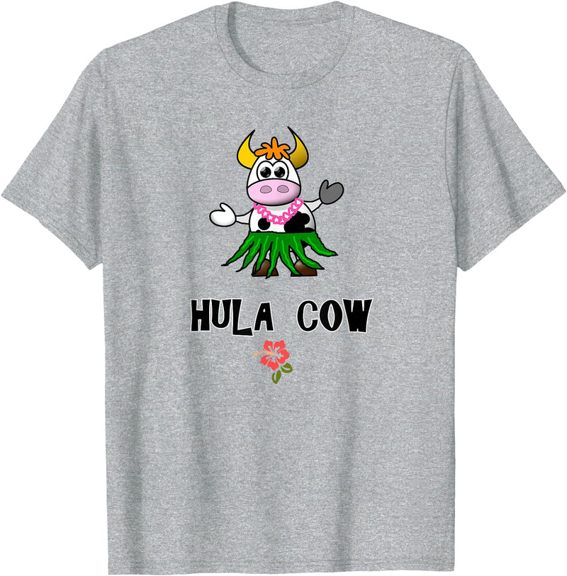 FUN DANCING ANIMALS GIFT T-SHIRTS Hawaiian Hula Dancing Cow, Funny Gift T Shirt, Dk T-Shirt - Heather Grey