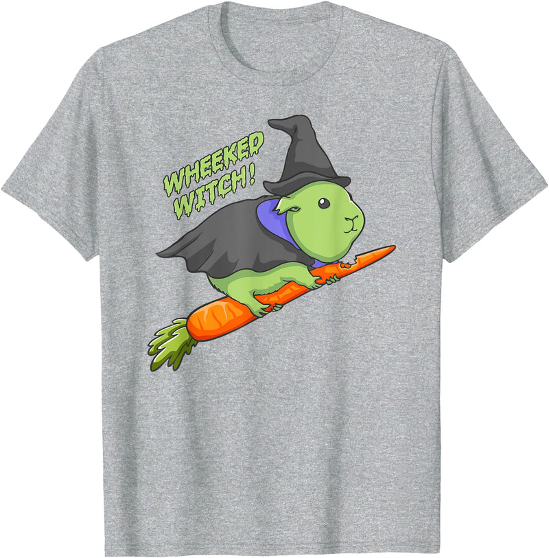 guineamerch Guinea Pig Wheeked Witch Halloween T-Shirt - Heather Grey