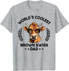 The Woof Wardrobe World's Coolest Cow Dad Papa - Men Farmer Brown Swiss T-Shirt - Heather Grey