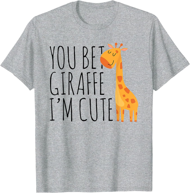 You Bet Giraffe I'm Cute, New Baby, Funny Baby T-Shirt - Heather Grey