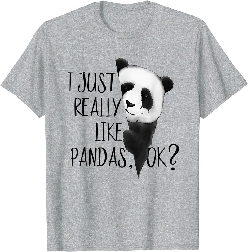 Giant Panda Fan Art SkizzenMonster I Just Really Like Pandas, OK? Funky I Love Panda Bears Art T-Shirt - Heather Grey