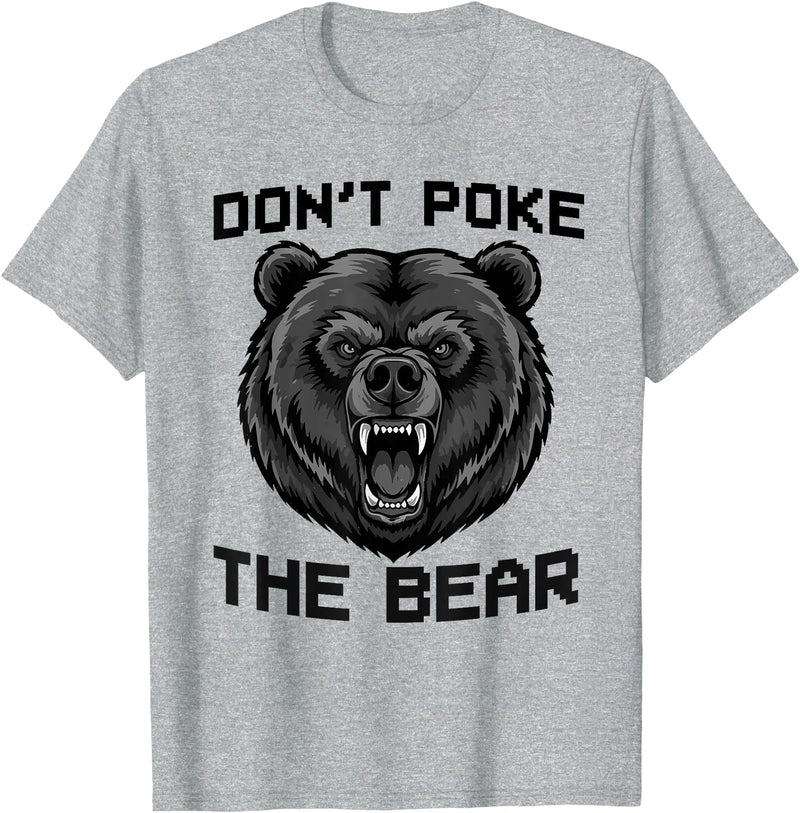 Vintage Wild Bear Attitude Graphic Tees Don’t Poke The Bear California Republic Grizzly Spirit T-Shirt - Heather Grey