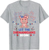 Fourth Of July - Cute Animals America 4th Of July American Pig Kids USA Pig T-Shirt - Heather Grey