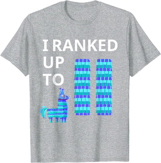 I Ranked Up To 11 Birthday Video Game Llama Piñata Birthday T-Shirt - Heather Grey
