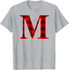 Buffalo Plaid Forever Buffalo Plaid Monogram Letter M Matching Holiday T-Shirt - Heather Grey