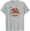 California Bear Vintage Pomo West Coast Pomo California Vintage Bear Retro State Pride T-Shirt - Heather Grey