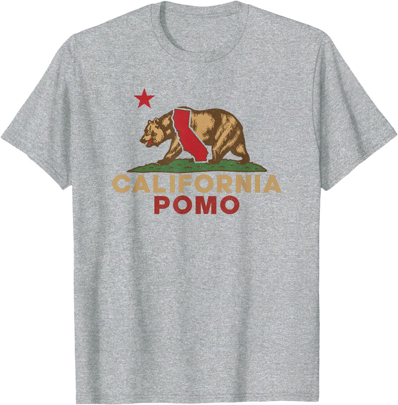 California Bear Vintage Pomo West Coast Pomo California Vintage Bear Retro State Pride T-Shirt - Heather Grey