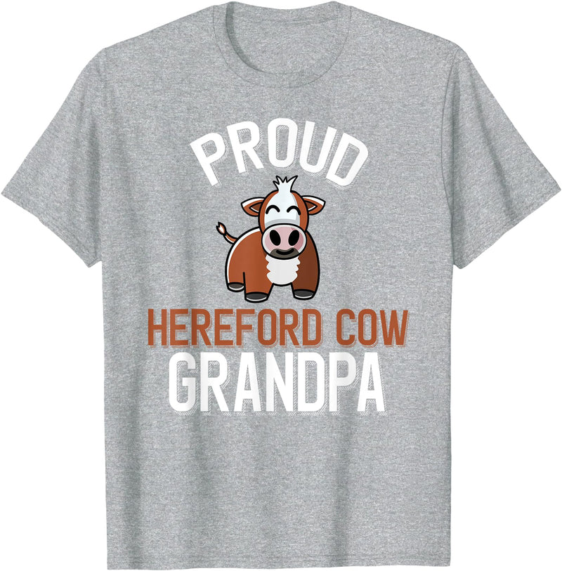 Cute Hereford Cow Family Apparel Proud Hereford Cow Grandpa T-Shirt - Heather Grey