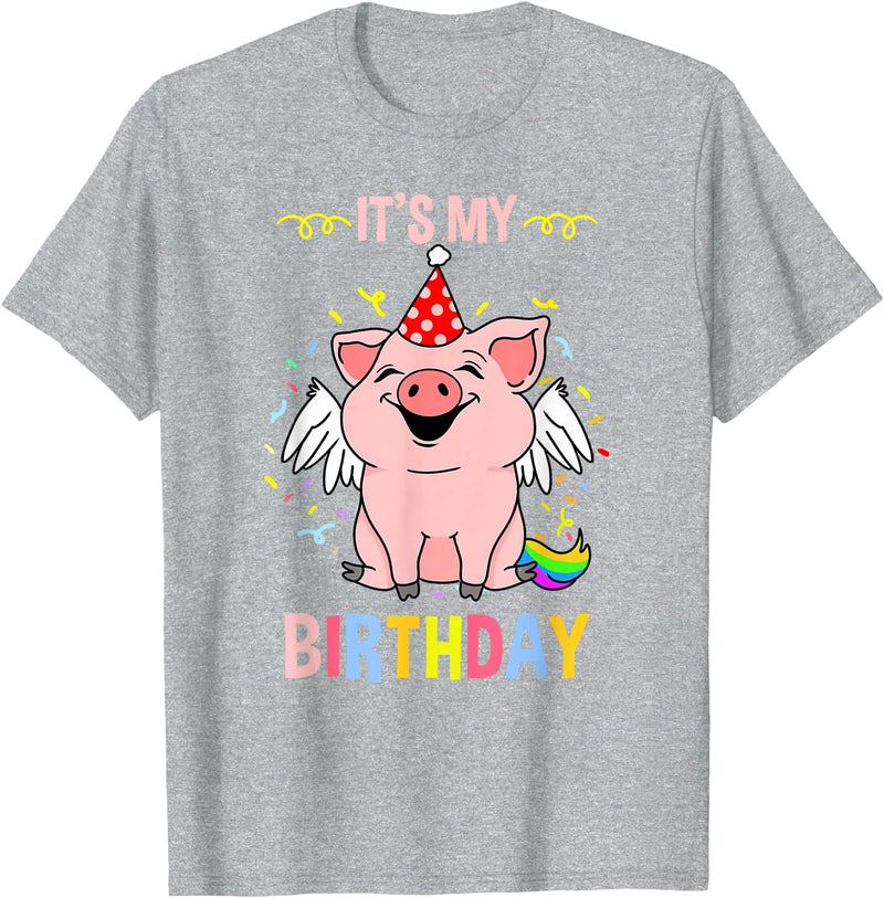 Its My Birthday Pig T-Shirt - Heather Grey