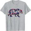 Bahaa's Tee Best Daddy Ever, I Love You Dad, Floral Papa Bear Graphic T-Shirt - Heather Grey