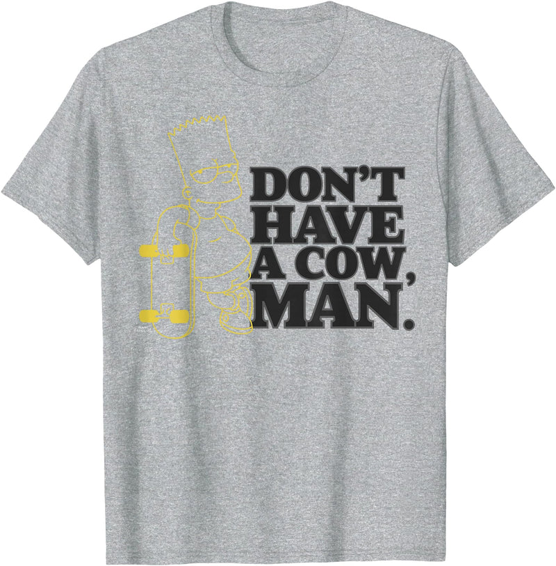 The Simpsons Dont Have a Cow, Man Bart Simpson Skateboard T-Shirt - Heather Grey