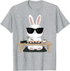 Sushi Eating Rabbit Easter Bunny Sunglasses T-Shirt in Heather Grey