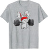 Bunny Gym , Rabbit Fitness Weightlifting T-Shirt in Heather Grey