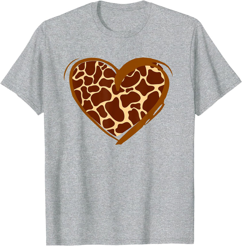 Animal Giraffe Print Clothing Heart Giraffe Pattern for Giraffe Lover T-Shirt - Heather Grey