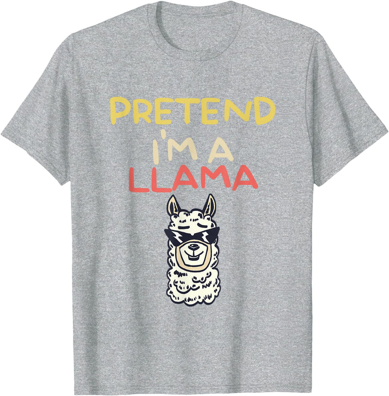 Funny Pretend I'm A Llama Halloween Costume Gift Funny Pretend I'm A Llama | Halloween Costume T-Shirt - Heather Grey