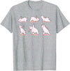 Cute Bunny Yoga Rabbit Poses and Meditation Funny T-Shirt in Heather Grey