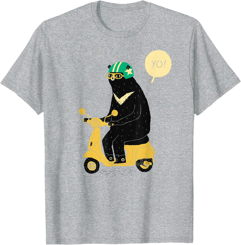 scooter bear tees Scooter Bear black bear T-shirt / taiwan bear shirt sun bear T-Shirt - Heather Grey