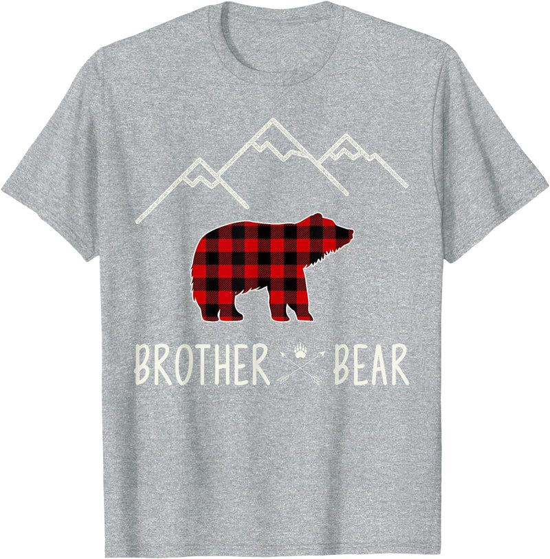 Zum2 Mama Bear Gifts Mama Bear Gift - Buffalo Plaid Brother Bear T-Shirt - Heather Grey