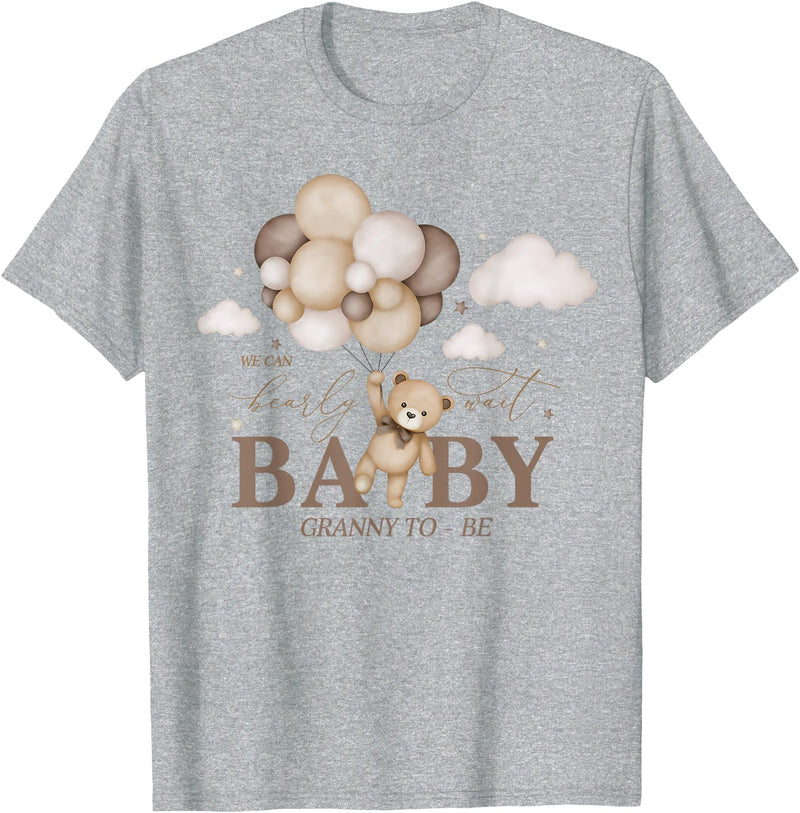 Cute Bearly Wait Baby Shower Bear Matching Family Granny We Can Bearly Wait Baby Shower Bear Family Matching T-Shirt - Heather Grey