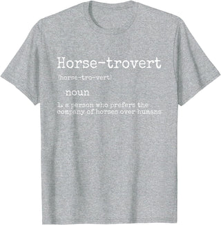 Horse By Design Tee Company Horse Gifts for Women Men Funny Equestrian Horse-trovert T-Shirt - Heather Grey