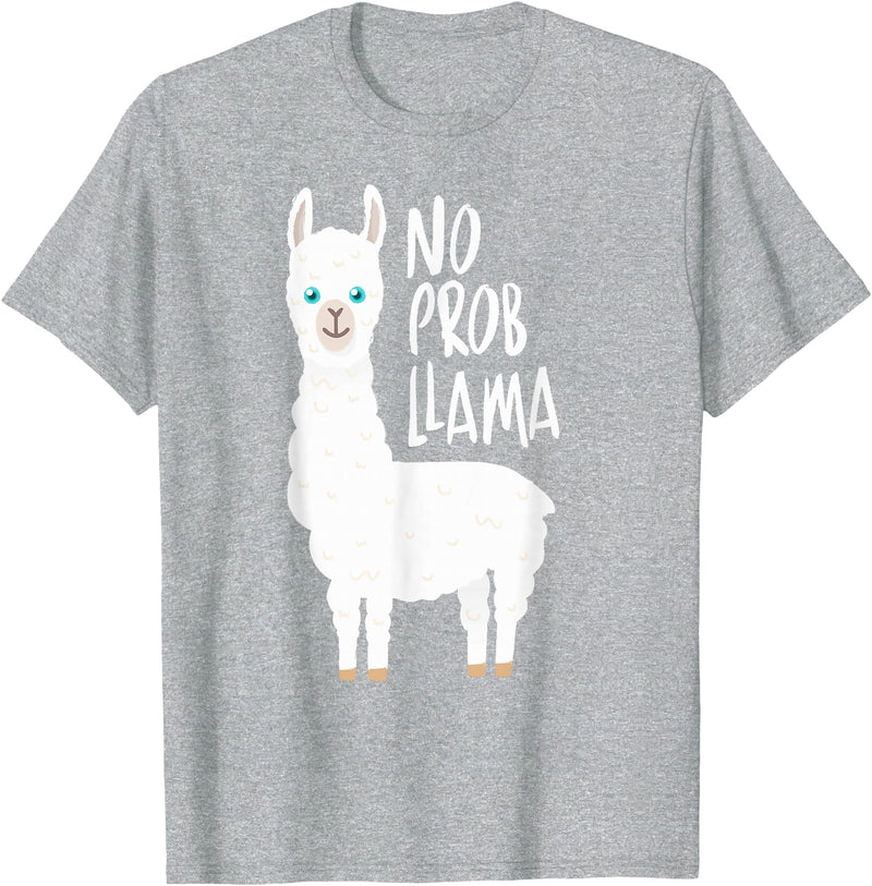CuisineDuCool Cute No Prob Llama - No Probllama T-Shirt - Heather Grey
