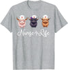 Highland Cow Nurse Life Costume Cute Highland Cow Nurse Life Farm Animal Lover Nursing T-Shirt - Heather Grey